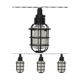 Kültéri napelemes izzósor 8 darab átltászó izzóval, melyeket hajólámpszerű rács fog közre.