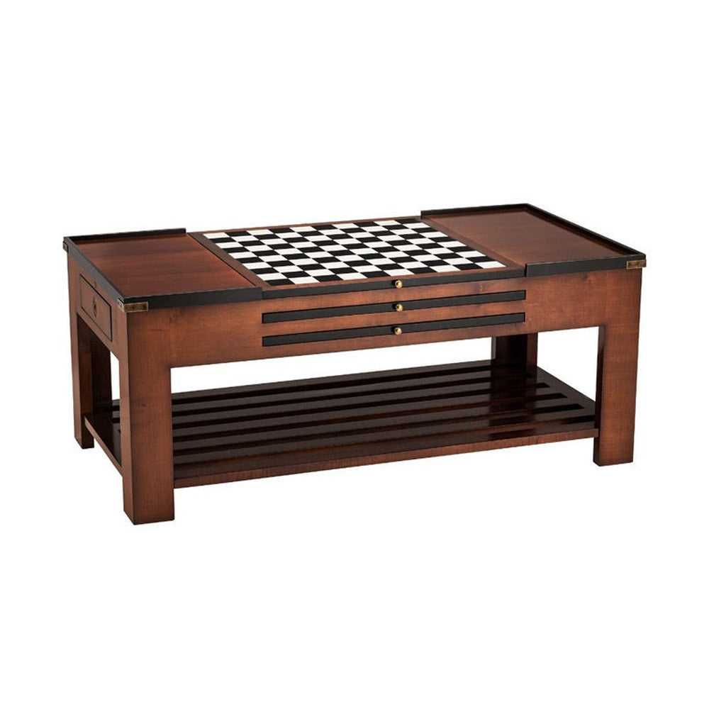 Többfunkciós cseresznyefa játékasztal, dohányzóasztal cserélhető játéktábla-lapokkal.