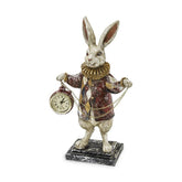 Nagyméretű Fub Funky nyuszifigura órával a kezében a