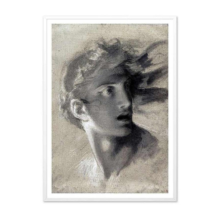 Monochrome portrait sketch by Prud'hon reproduced as a Classic photo print in a white frame