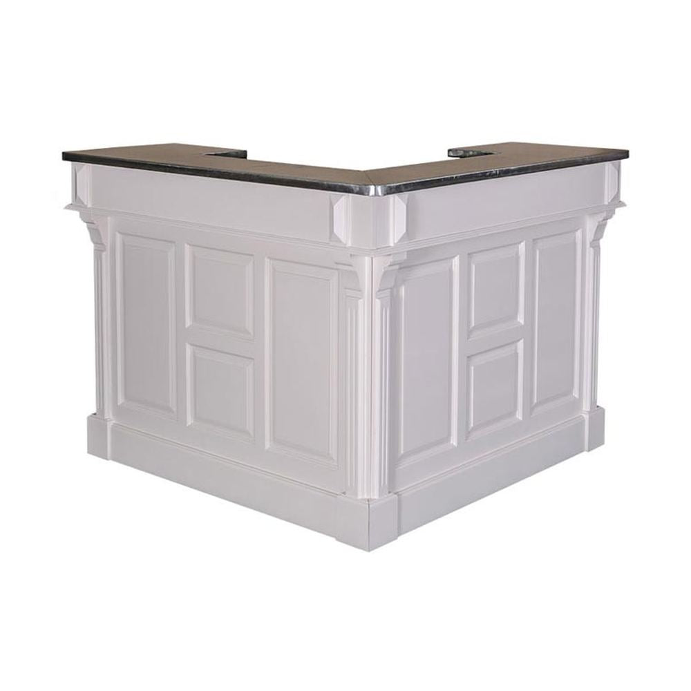 Fenyőfa bárpult sarokelem, cink pultfelülettel.