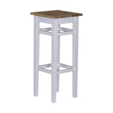 Fehér színű fenyőfa bárszék, natúr olajozott tölgyfa ülőlappal.