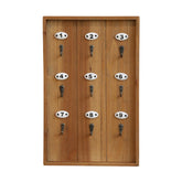 Loft stílusú, jegenyefenyőből készült fali kulcstároló, kilenc darab számozott fém akasztóval.