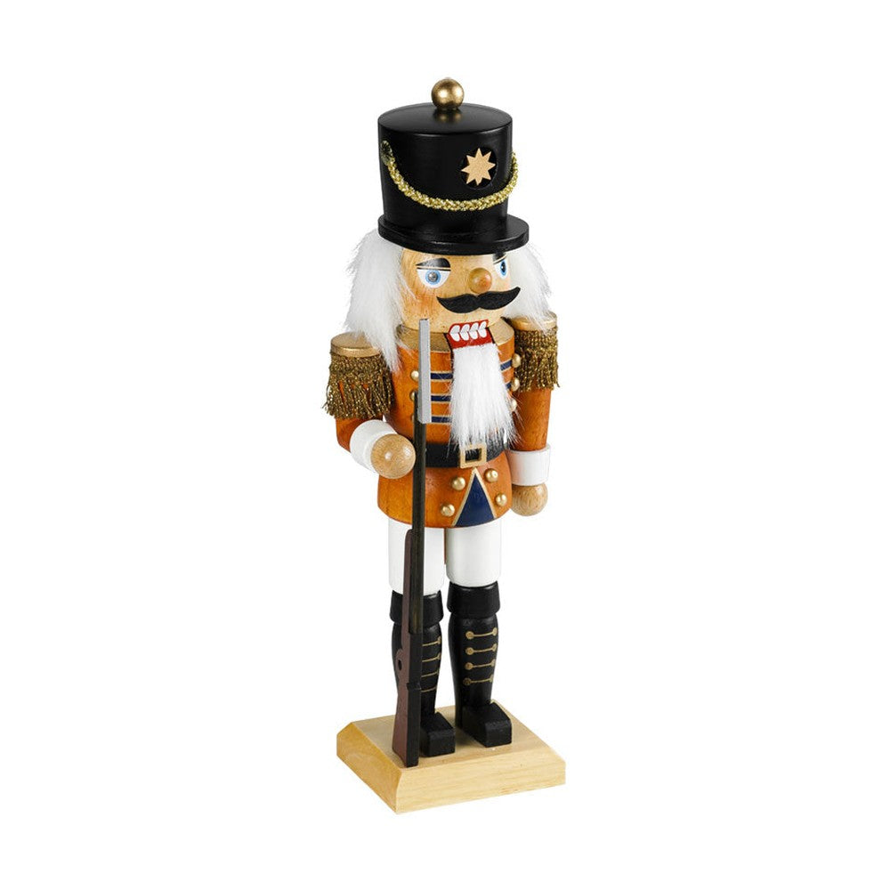 Klasszikus stílusú, fából készült, 45 cm magas diótörő katona.