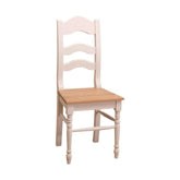 Törtfehér színű fenyőfa étkezőszék, natúr színű tölgyfa ülőlappal.