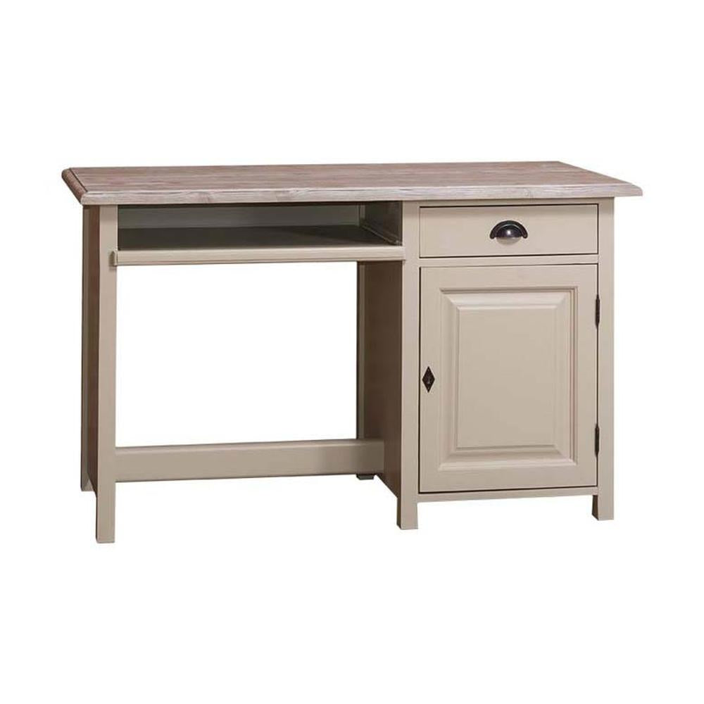 Fenyőfa íróasztal tölgyfa asztallappal.