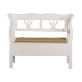 Country stílusú fenyőfa lóca tölgyfa ülőlappal, stilizált tulipánmotívummal díszítve. Színe fehér és pácolt natúr.