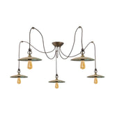 Loft stílusú, antikolt sárgaréz színű, öt lámpás réz függeszték