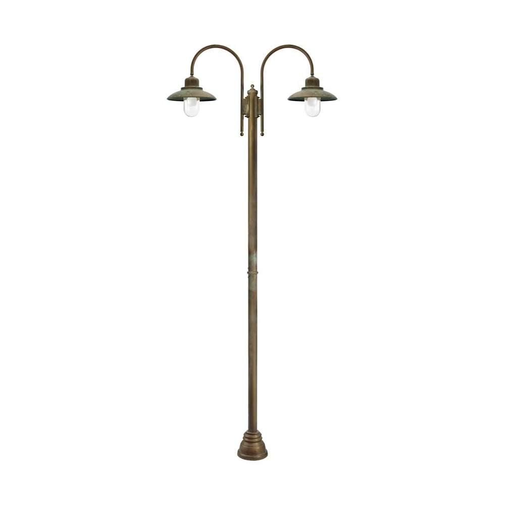 Loft stílusú, antikolt sárgaréz színű, rézből készült kandelláber.