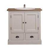 MAISON fenyőfa mosdószekrény tölgyfalappal 90 cm