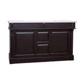 Tömör fenyőfából készült, fekete színű dekoratív bárpult cink fedalappal.