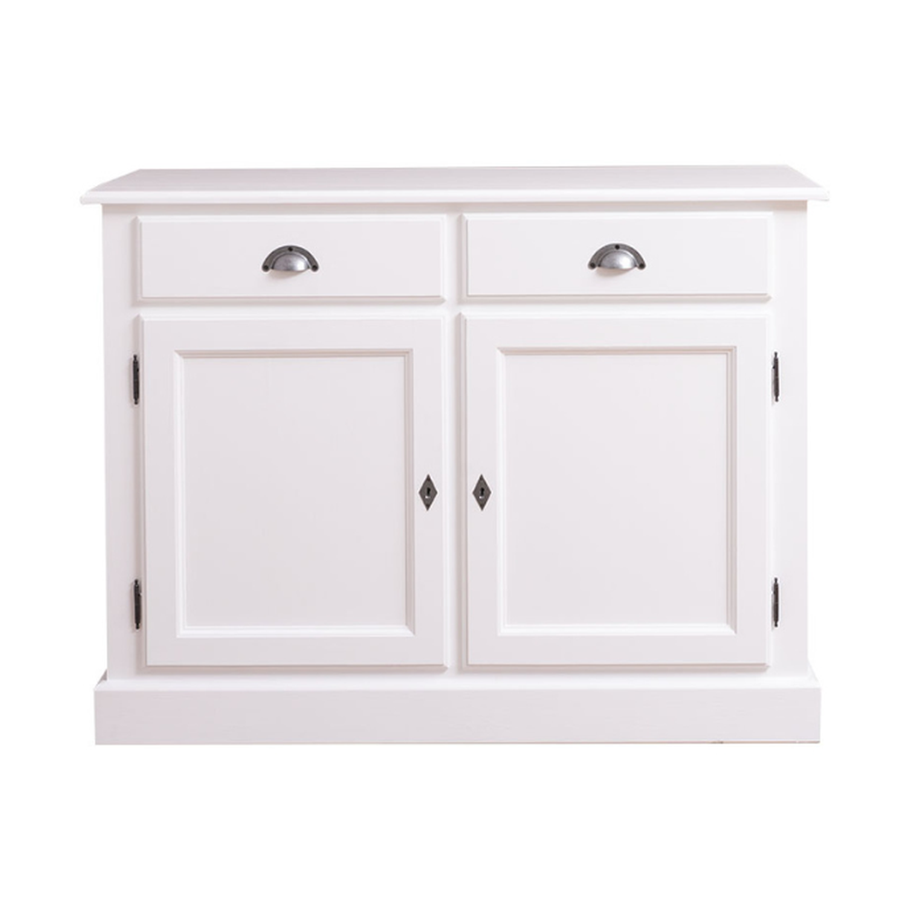 Country stílusú álló konyhaszekrény két fiókkal, és polcos tárolóval. Színe: fehér.