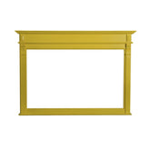 Country stílusú fenyőfakeretes tükör, klasszicizáló faragásokkal. Citromsárga színű.