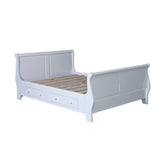 160 x 200 centiméteres, fenyőfából készült franciaágy ágykeret. Festett, fehér színű.