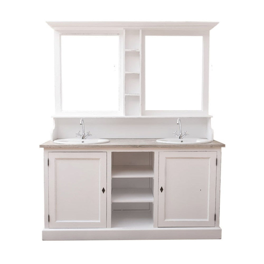 MAISON fenyőfa fürdőszobabútor tükörrel 210 cm