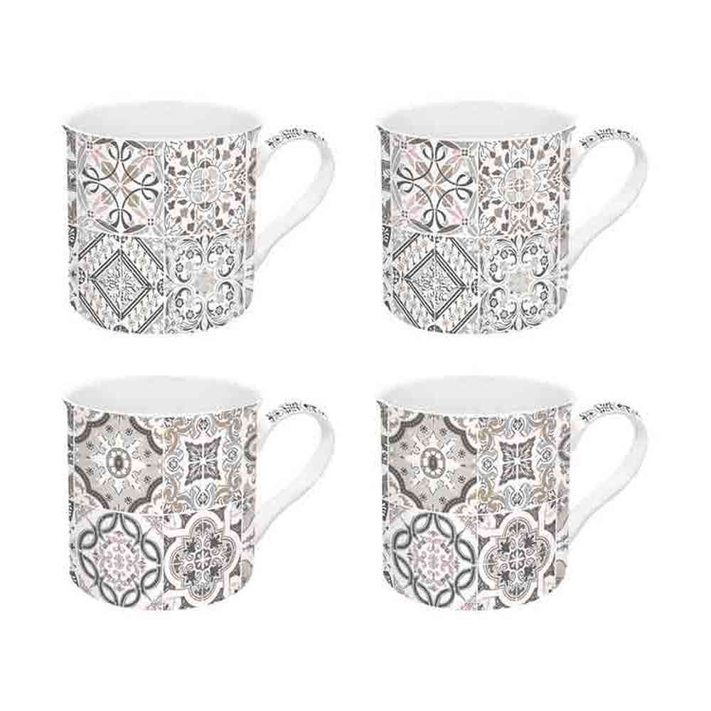 4 darab mozaikmintás porcelán bögre szett