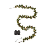 Karácsonyi vörösfenyő műnövény girland beépített LED izzókkal.