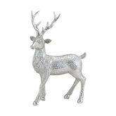 Glamour stílusú, 21 cm magas, ezüst színű karácsonyi szarvas figura