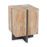 Skandináv stílusú, fenyőfából és fémből készült ülőke.