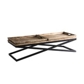 Mangófából és acélból készült, skandináv stílusú konzolasztal.