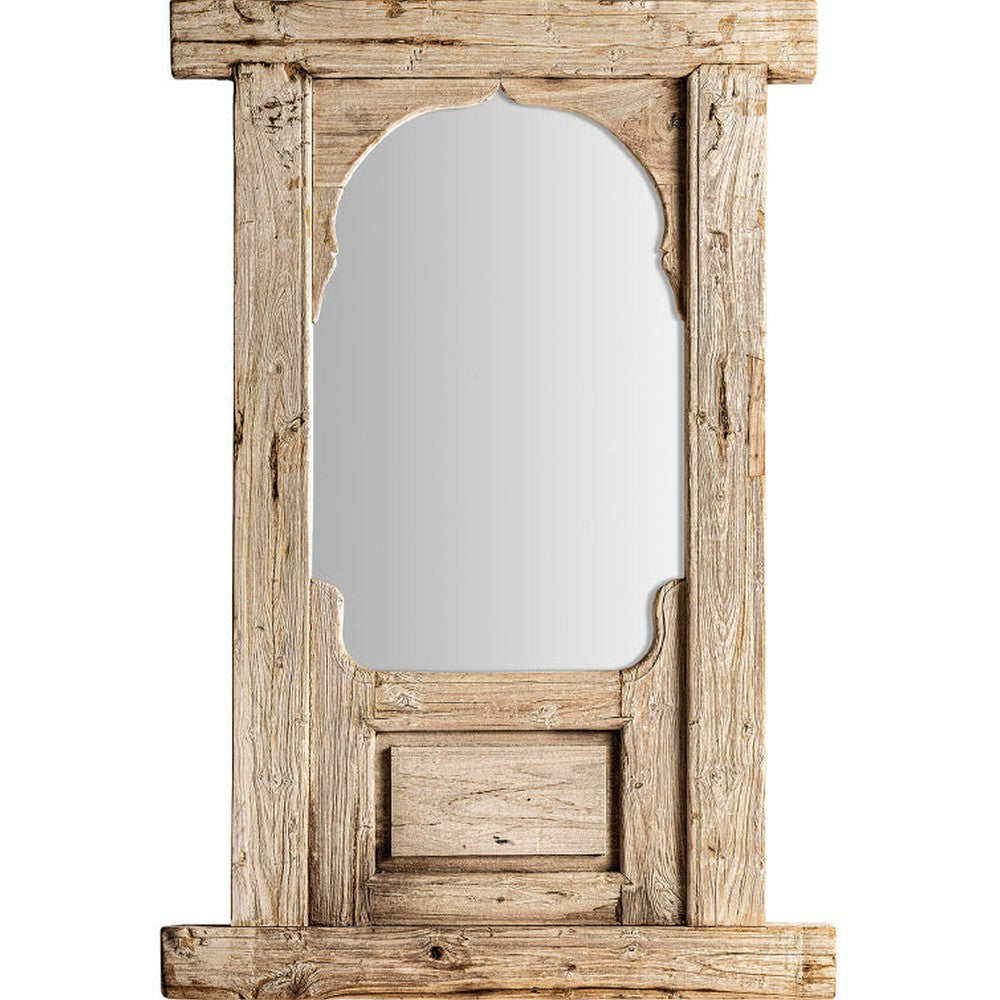 Rusztikus teakfakeretes falitükör kazettadíszítéssel.