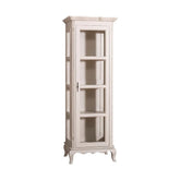 Shabby chic stílusú, antikolt fehér színű vitrin szekrény három polccal.