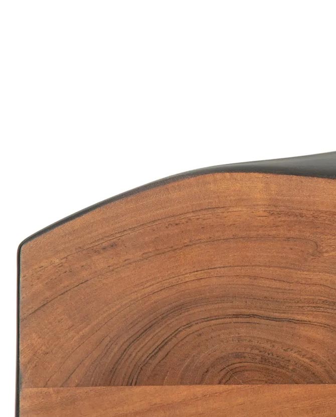 Óriás méretű, 300 cm hosszú, 5 cm vastag akácfából és vasból készült, formatervezett kortárs dizájn étkezőasztal