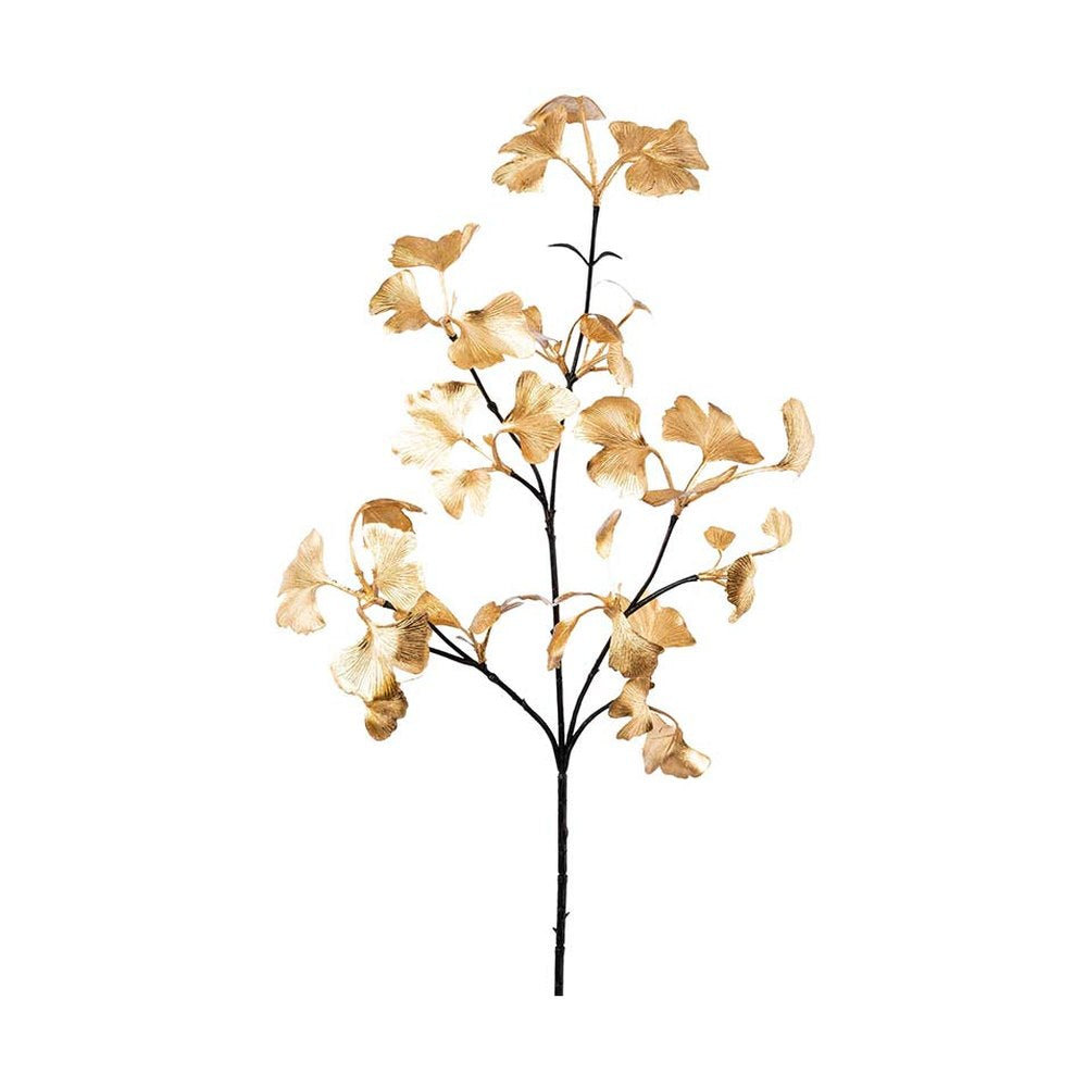 Glamour stílusú, 66 cm magas, karácsonyi aranyszínű ginkgo ág műnövény.