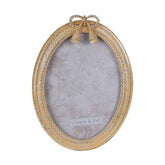 Vintage stílusú, zsinór díszítésű, antik arany színű ovális asztali-fali fényképtartó képkeret