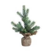 Élethű, "Real Touch" hatású levelű, 27 cm magas mesterséges dekorációs műfenyő jutazsákban.