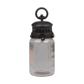 Vidéki, Country, Vintage stílusú barázdált üvegű dekor fémlámpa időzíthető LED izzóval