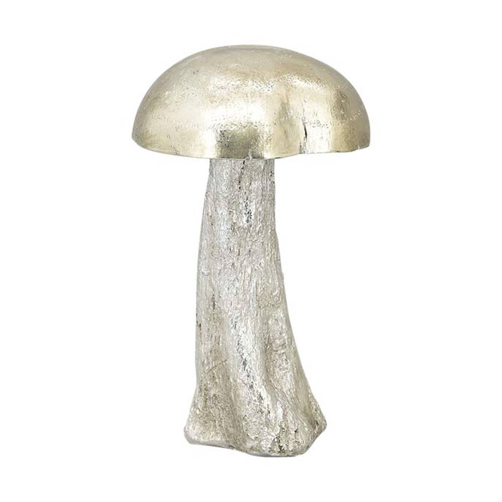 Glamour stílusú, ezüstszínű, nagyméretű, karácsonyi erdei gomba figura.