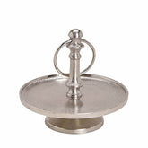 Kerek formájú, ezüst színű, 1 szintes fém kínáló állvány