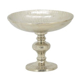 Glamour stílusú, ezüst színű, alumíniumból késült talpas fémtál.