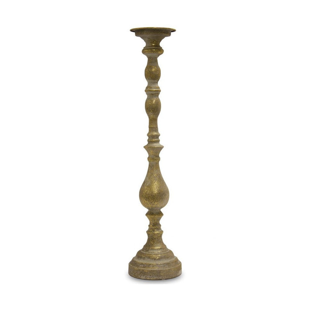 Patinás, óarany színű fém gyertyatartó