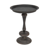 Antikolt felületű, fémből készült, fekete színű lerakó kisasztal.