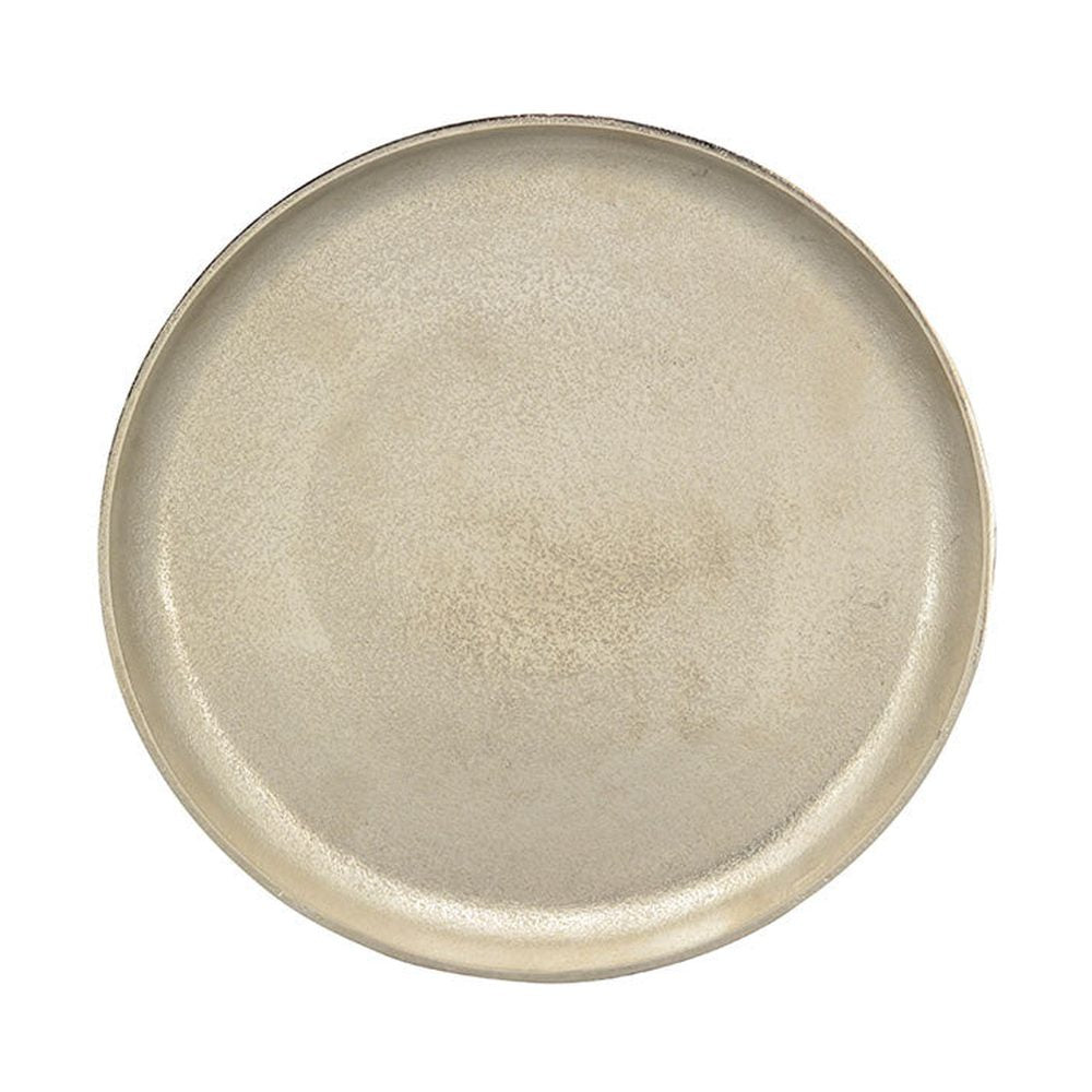 Pezsgő színű, enyhén antikolt felületű peremes fém tálca