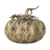 Keleti stílusú, sárgaréz színű fémcsipkéből készült, kézműves, tök formájú lámpás