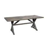 Újrahasznosított fenyőfából készült, 200 cm hosszú és 90 cm széles, vidéki vintage stílusú étkezőasztal