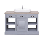 Fenyőfából készült polcos mosdószekrény 3 darab fiókkal