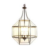 Aranyszínű fémből és víztiszta üvegből készült, 40 cm átmérőjű, rombikuboktaéder formájú, beltéri függesztek lámpa.