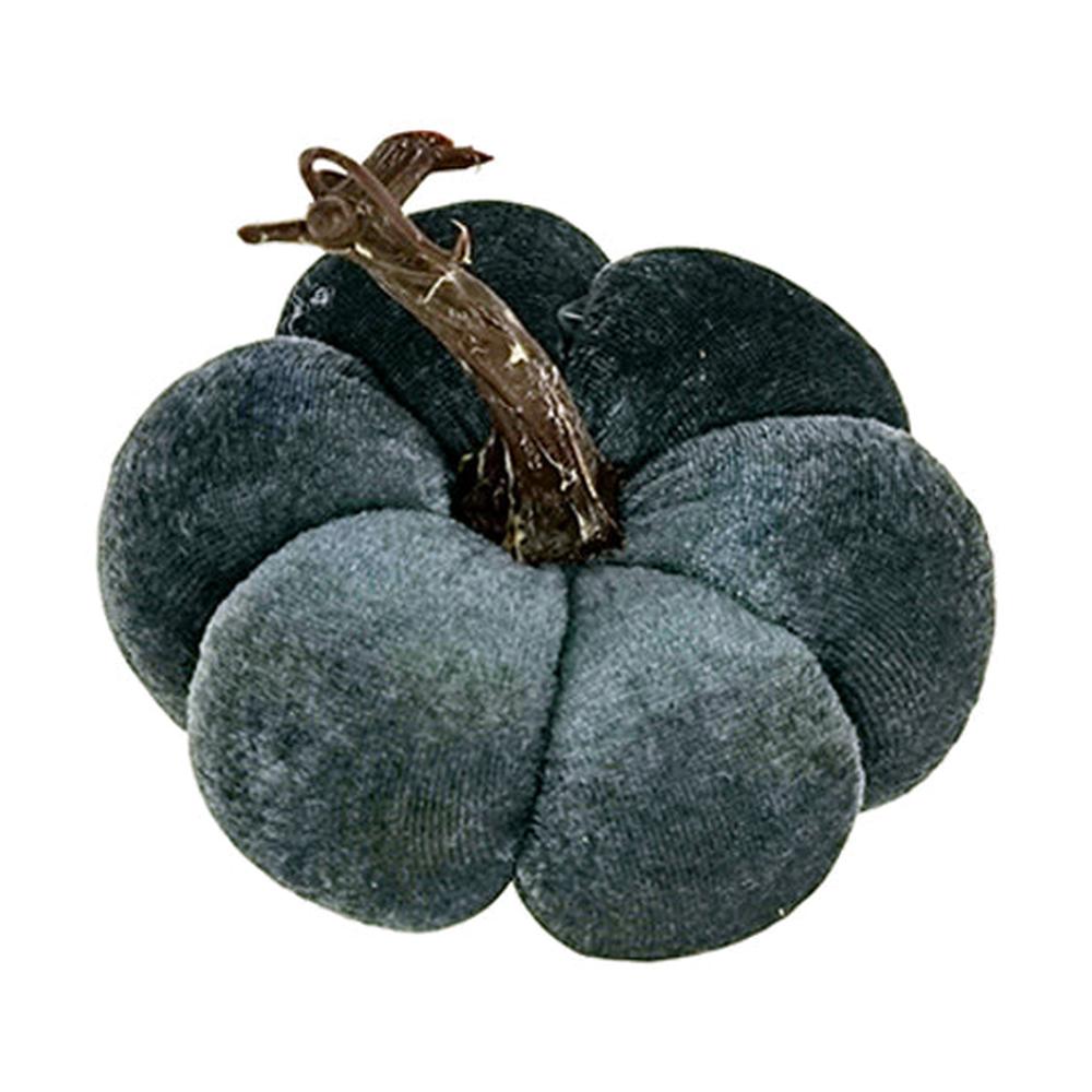 Szürkéskék színű bársonyból készült dekorációs dísztök.