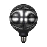 Graphic Dot dekorációs izzó. Meleg fehér fényű LED dekorációs izzó, opálos üveggel és matt fekete színű grafikai mintával