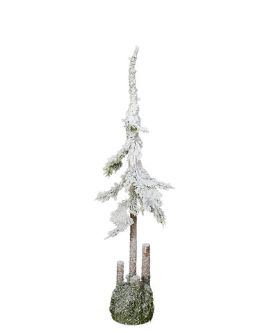 Havas felületű, 80 cm magas, mesterséges dekorációs műfenyőfa, valódi fából készült törzzsel