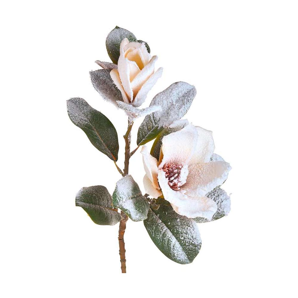 Havas felületű, élethű megjelenésű, téli magnólia ág művirág.