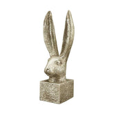 Glamour stílusú, 36 cm magas, ezüst színű húsvéti nyuszifej dísz