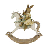 Vintage stílusú húsvéti dekor hintaló nyuszimamával és gyermekével