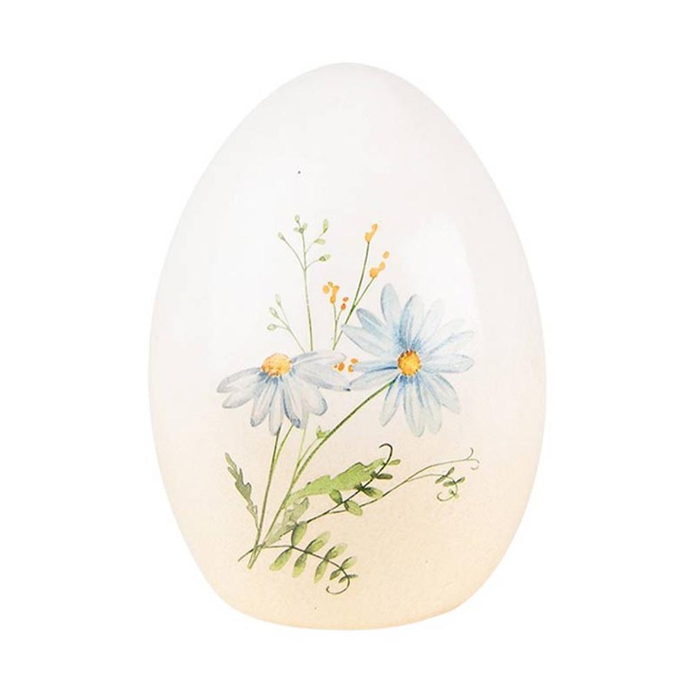 Mezei virágokkal díszíttetett húsvéti kerámia tojás.
