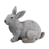 Vidéki vintage stílusú, 11,4 cm magas, rusztikus patinás felületű, antik fehér színű húsvéti kerámia nyuszi figura