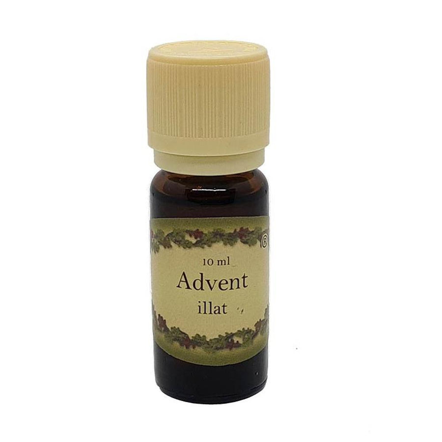 Advent illóolaj 10 ml-es üvegben, természetes illatkompozíció a meghitt ünnepi hangulat megteremtéséhez, párologtatáshoz ajánlva.